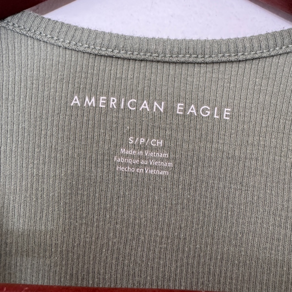 American Eagle Outfitters | Olive Green | Ribbed Henley Tank Top | S - Picture 2 of 2